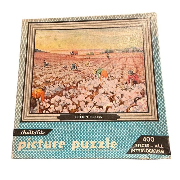 Vintage Built-Rite Picture Puzzle Cotton Pickers 1940s 250+ Pieces - Picture 1 of 9